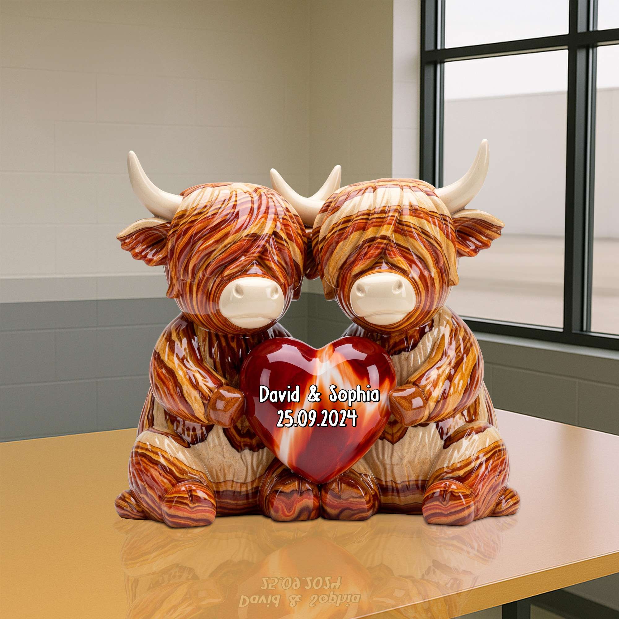 Highland Cow Couple Acrylic Plaque - Personalized Gifts For Couple 03natn190625