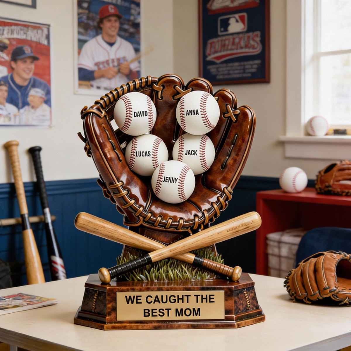Caught The Best Mom Acrylic Plaque - Personalized Gifts For Baseball Lovers 01hytn030226