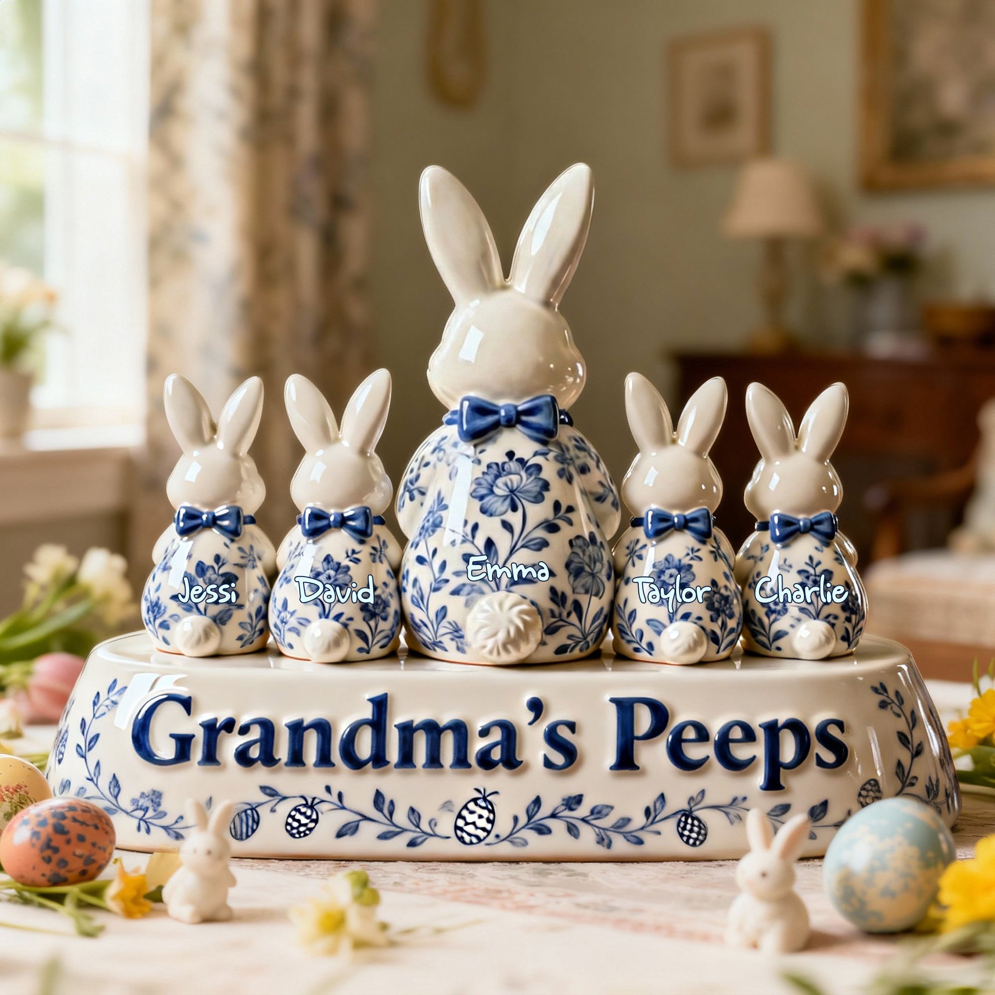 Toile de jouy Grandma Peeps Acrylic Plaque - Personalized Gifts For Easter Day Grandma Plaque 06NALU290126