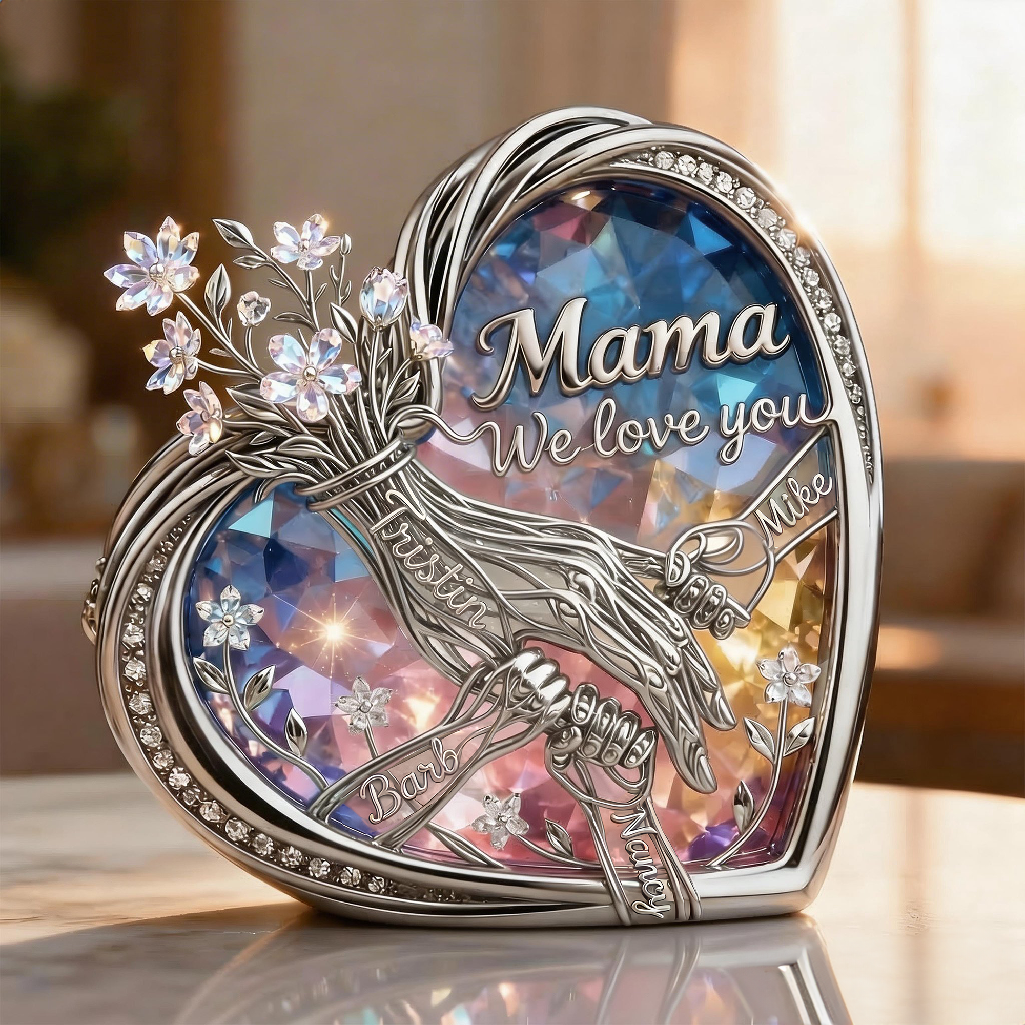 Mom & Children Holding Hands Love Acrylic Plaque - Personalized Gifts For Mom 04qhlu120326
