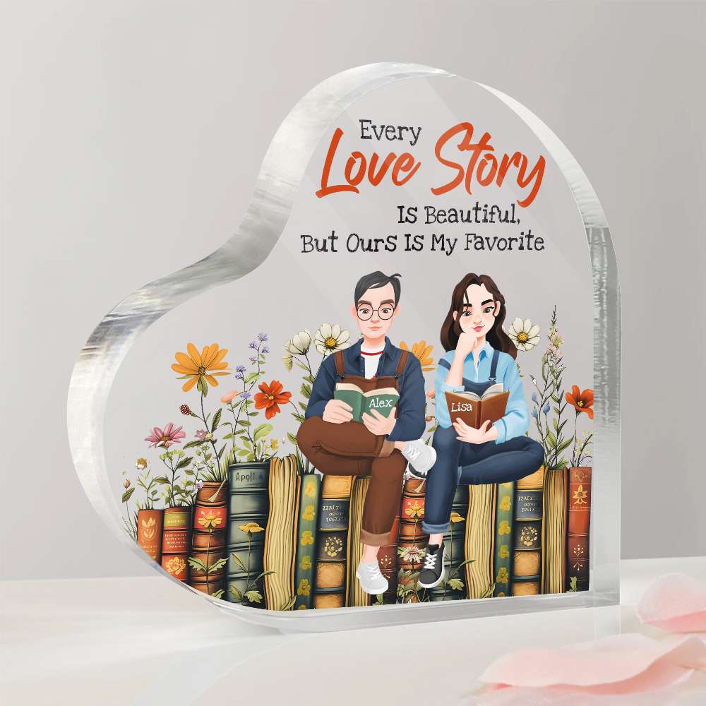 Personalized Gifts For Couple Heart Shaped Acrylic Plaque, Love Story Is Beautiful But Ours Is My Favorite 05TGMH051224PA