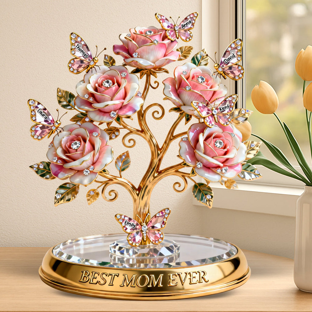 Family Tree Butterfly Rose Acrylic Plaque – Personalized Gifts For Mom 02ohqn030226