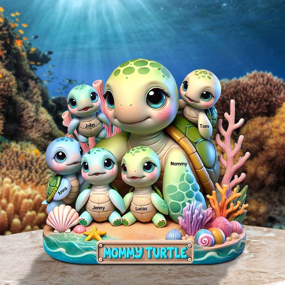 Turtle Mama Plaque - Personalized Christmas Gifts For Mom 03qhtn030425