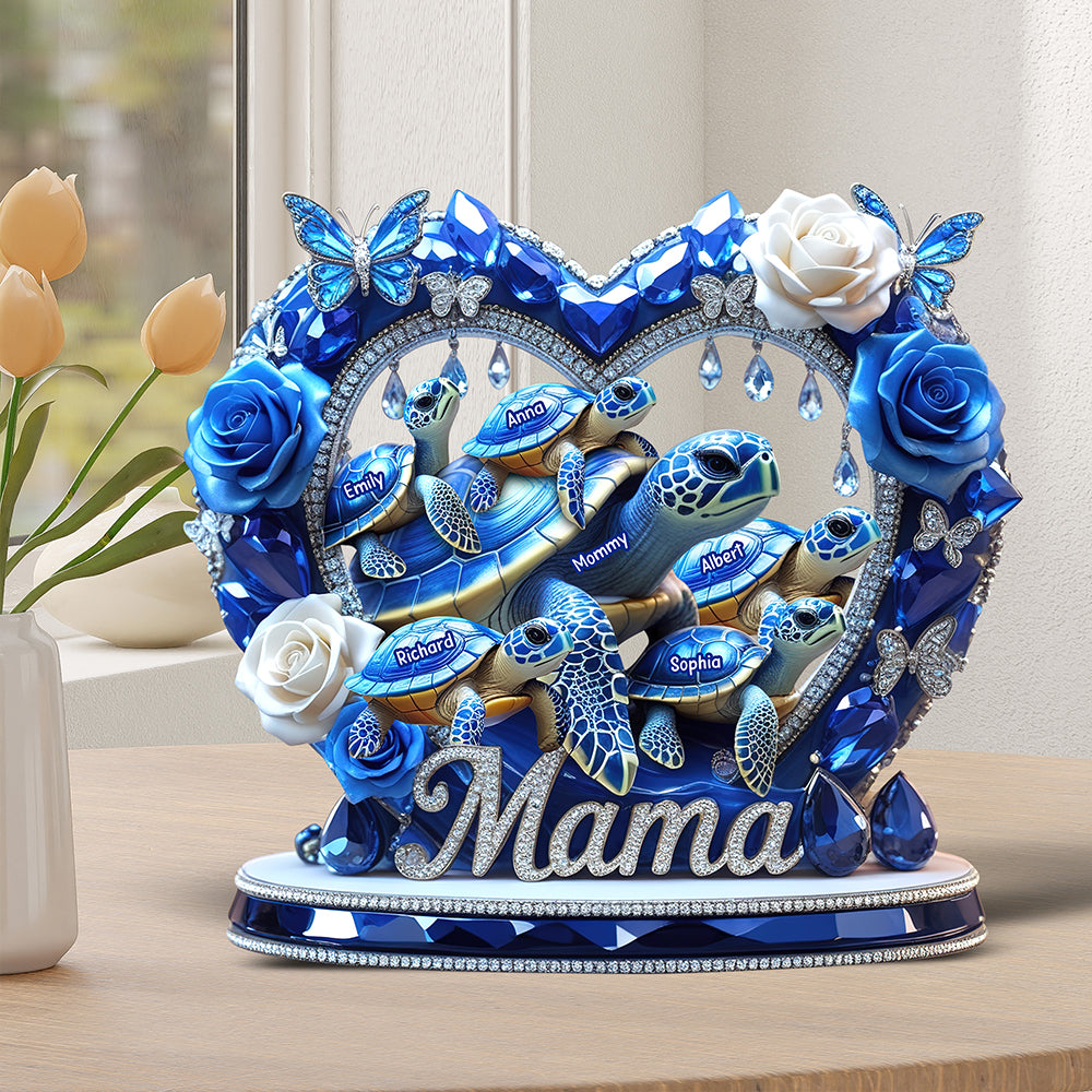 Sparkling Mama Turtle Plaque – Personalized Christmas Gifts For Mom 02XQQN240425