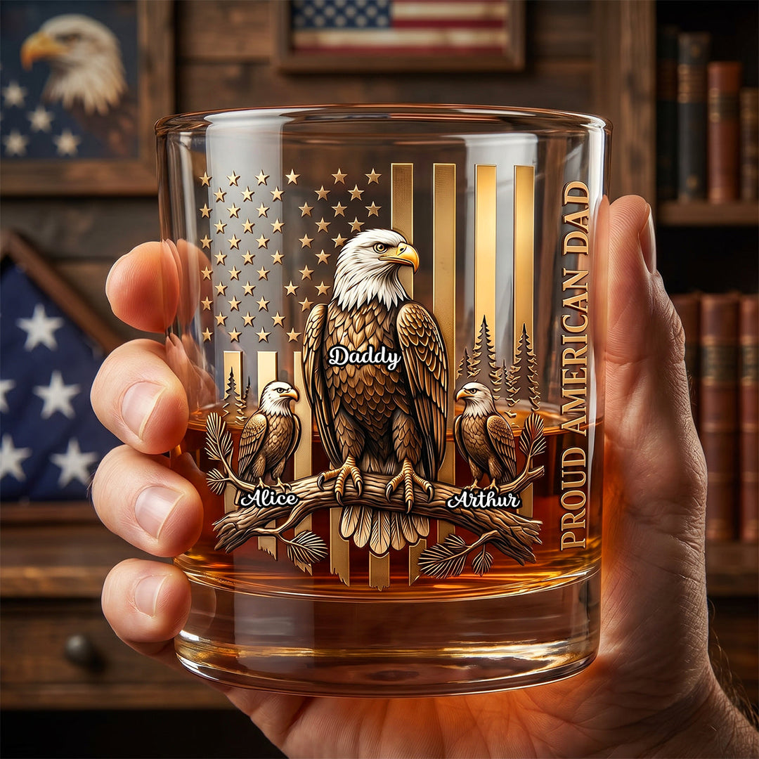 Proud Eagle Dad Round Glass - Personalized Gifts For Dad 04padh260526