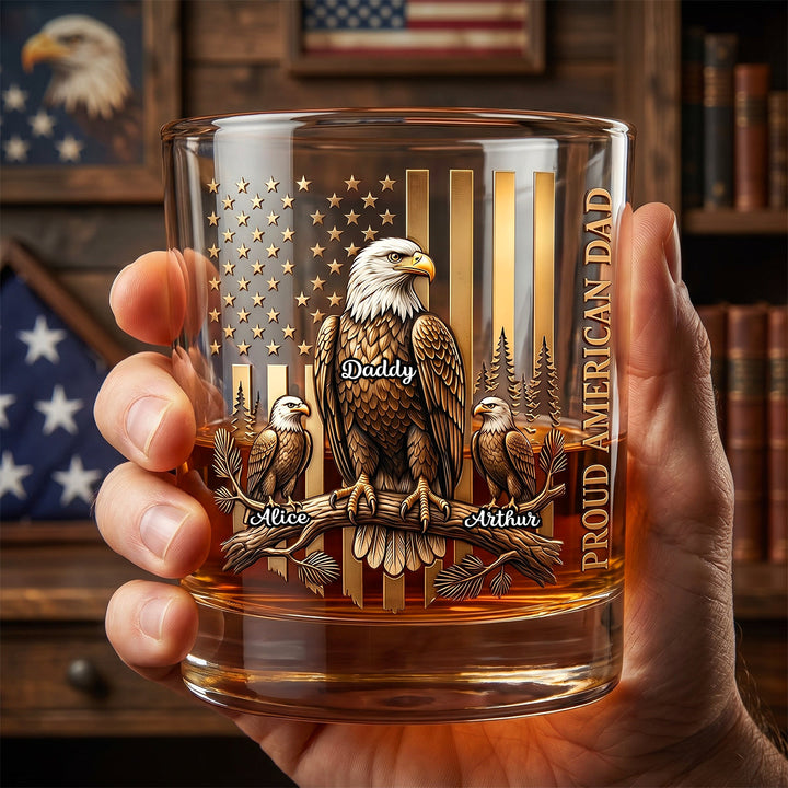 Proud Eagle Dad Round Glass - Personalized Gifts For Dad 04padh260526