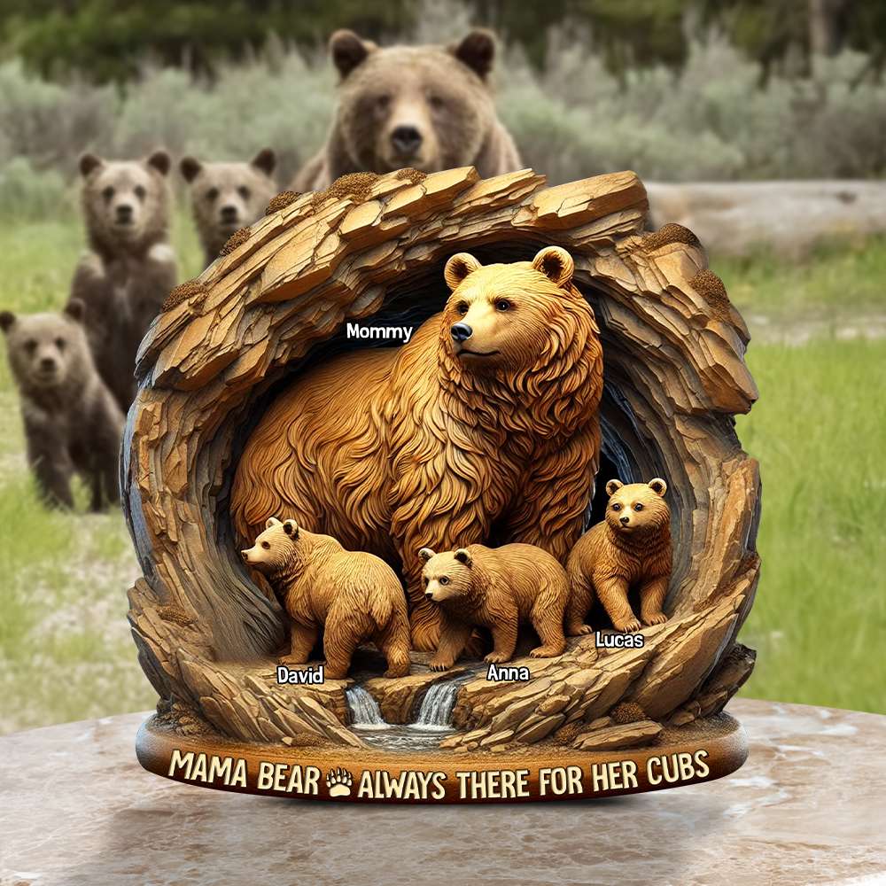 Mama Bear - Mom Plaque - Personalized Gifts For Mother 02TGTN250325