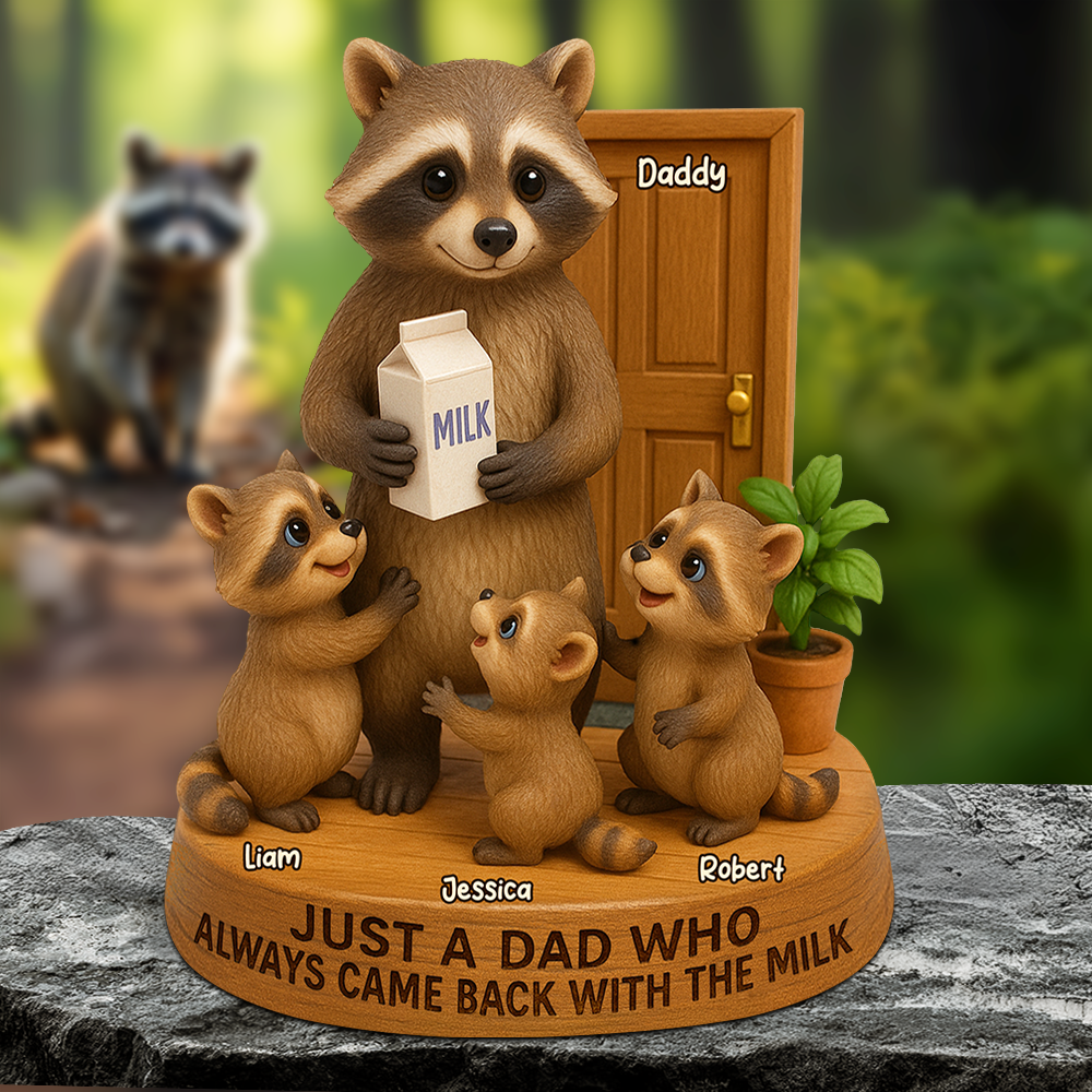 Raccoon Dad Plaque - Personalized Gifts For Dad 04napu130525