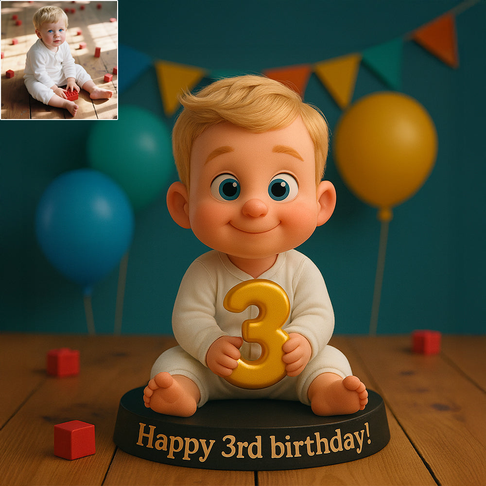 Custom cartoon style baby birthday figurines