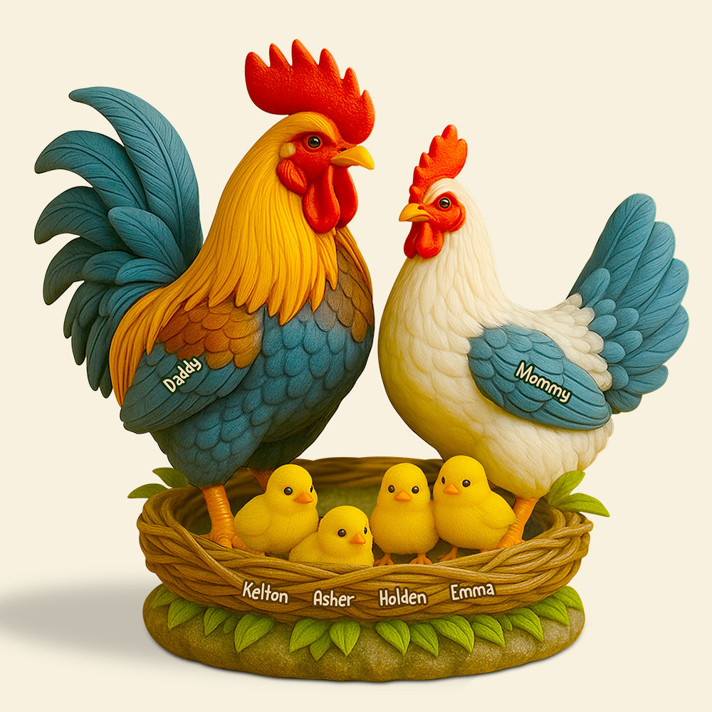 Chicken Family Acrylic Plaque Personalized Gifts For Dad 05XQDT030525