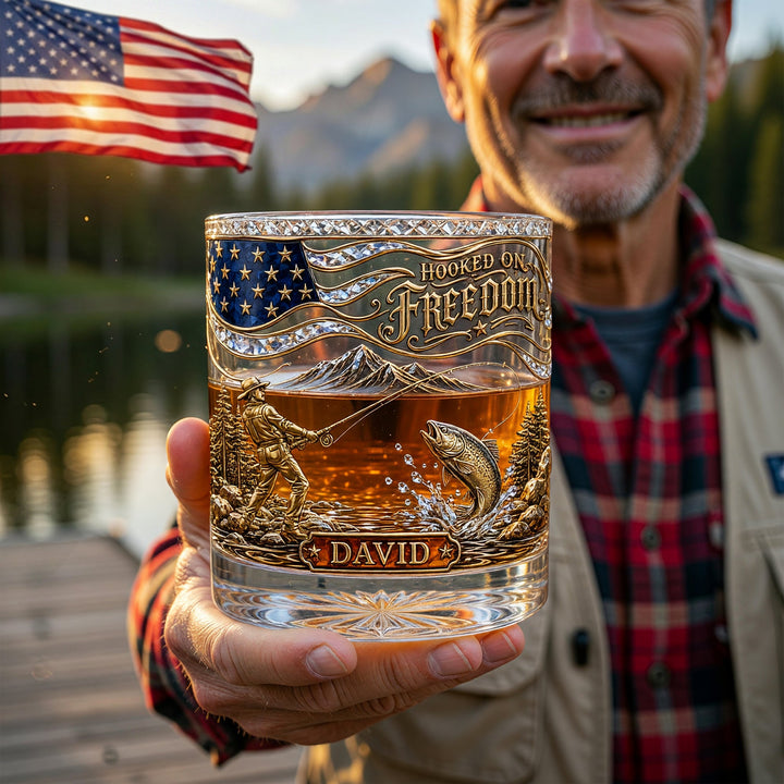 Hooked On Freedom Fishing Round Glass - Personalized Gifts For Fishing Lovers 05paqn290526
