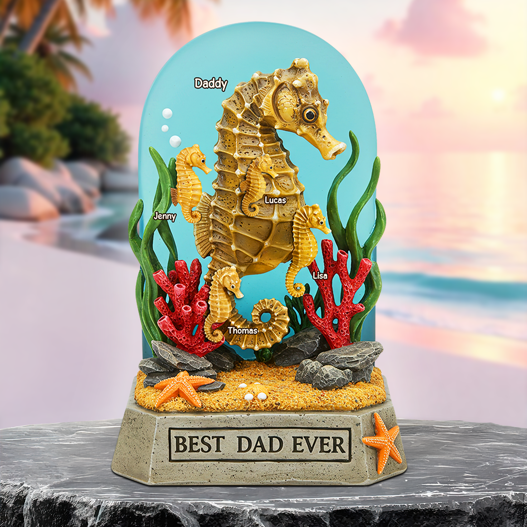 Seahorse Dad Plaque - Personalized Gifts For Dad 02qhpu100525