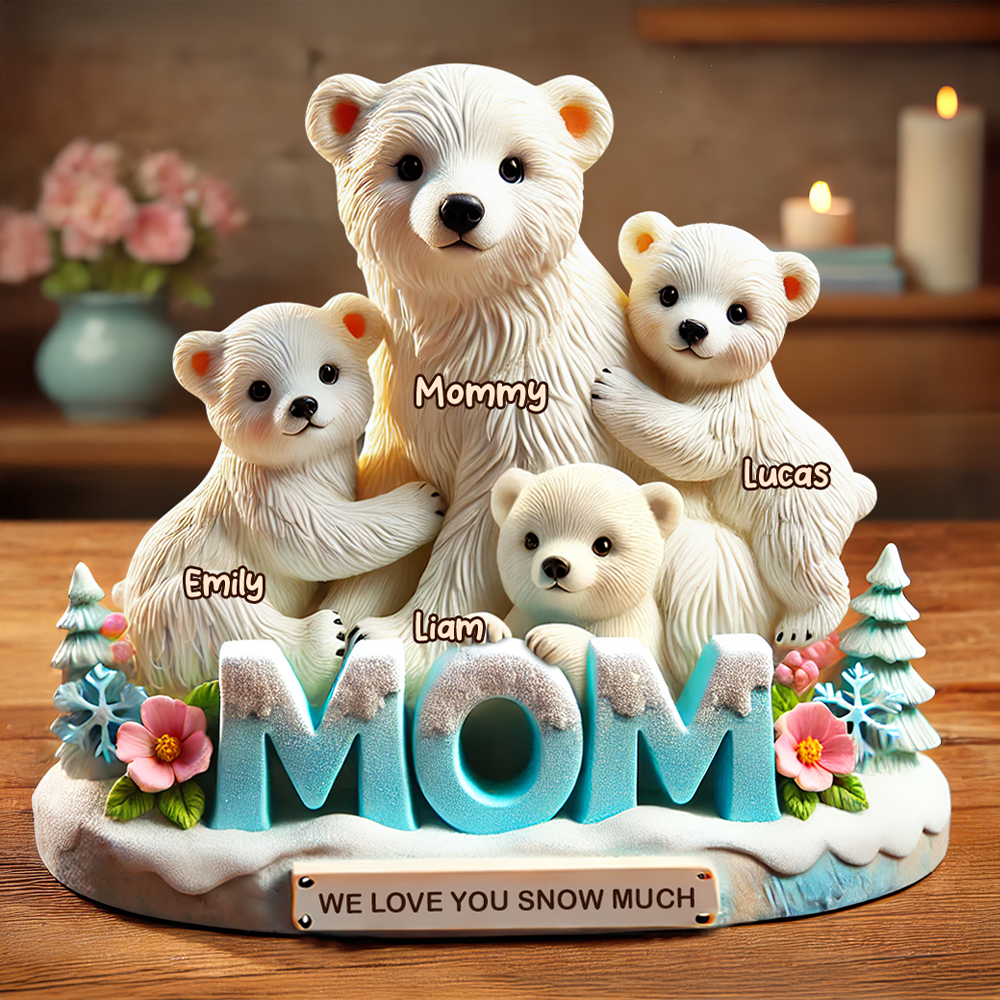 Polar Bear Mom Plaque - Personalized Gifts For Mom 02hupu170425