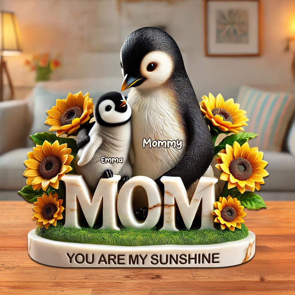 Penguin Mom Plaque - Personalized Gifts For Mom 01hupu210425