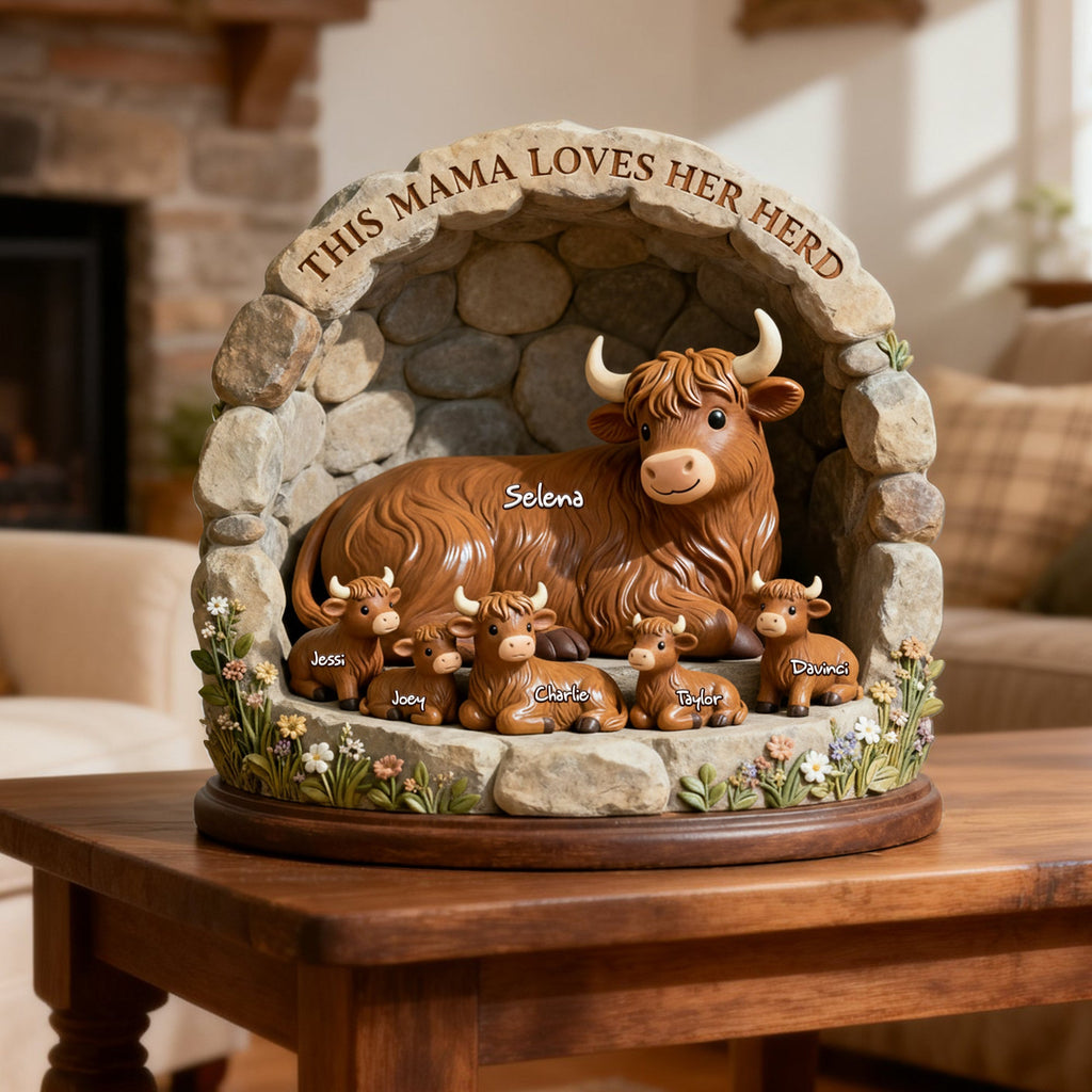 Highland Cow Family Acrylic Plaque - Personalized Gifts For Mom 03KILU050226