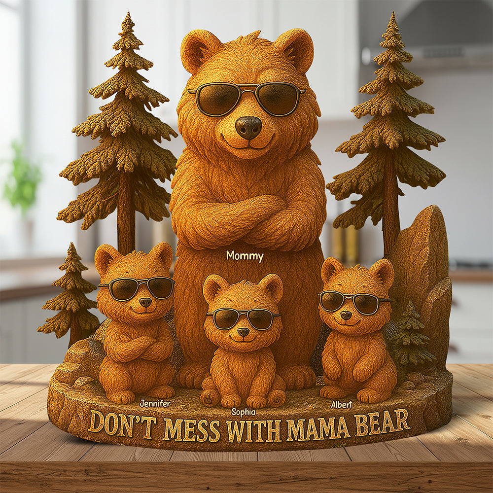 Bear Mom Plaque - Personalized Gifts For Mama Bear