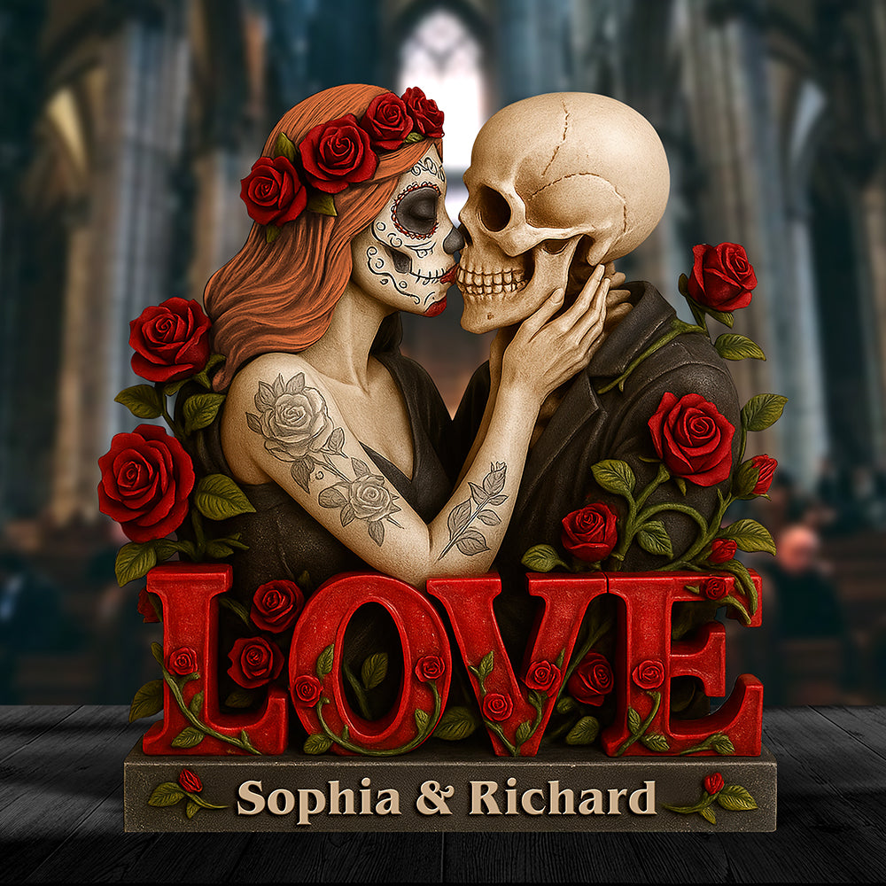 Skull Couple Acrylic Plaque - Personalized Gifts For Couple 06naqn230525