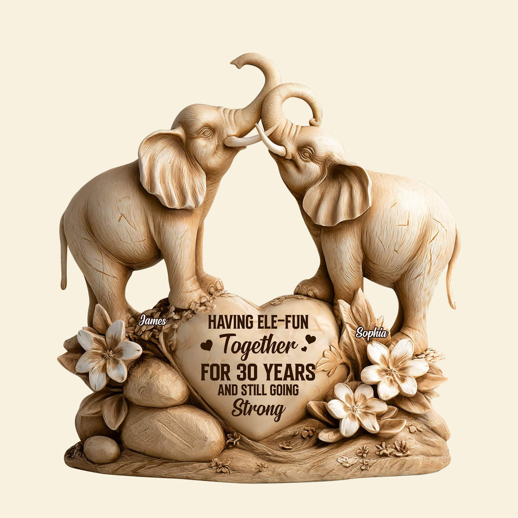 Elephant Couple Plaque - Personalized Gifts For Couple 05tgtn280525