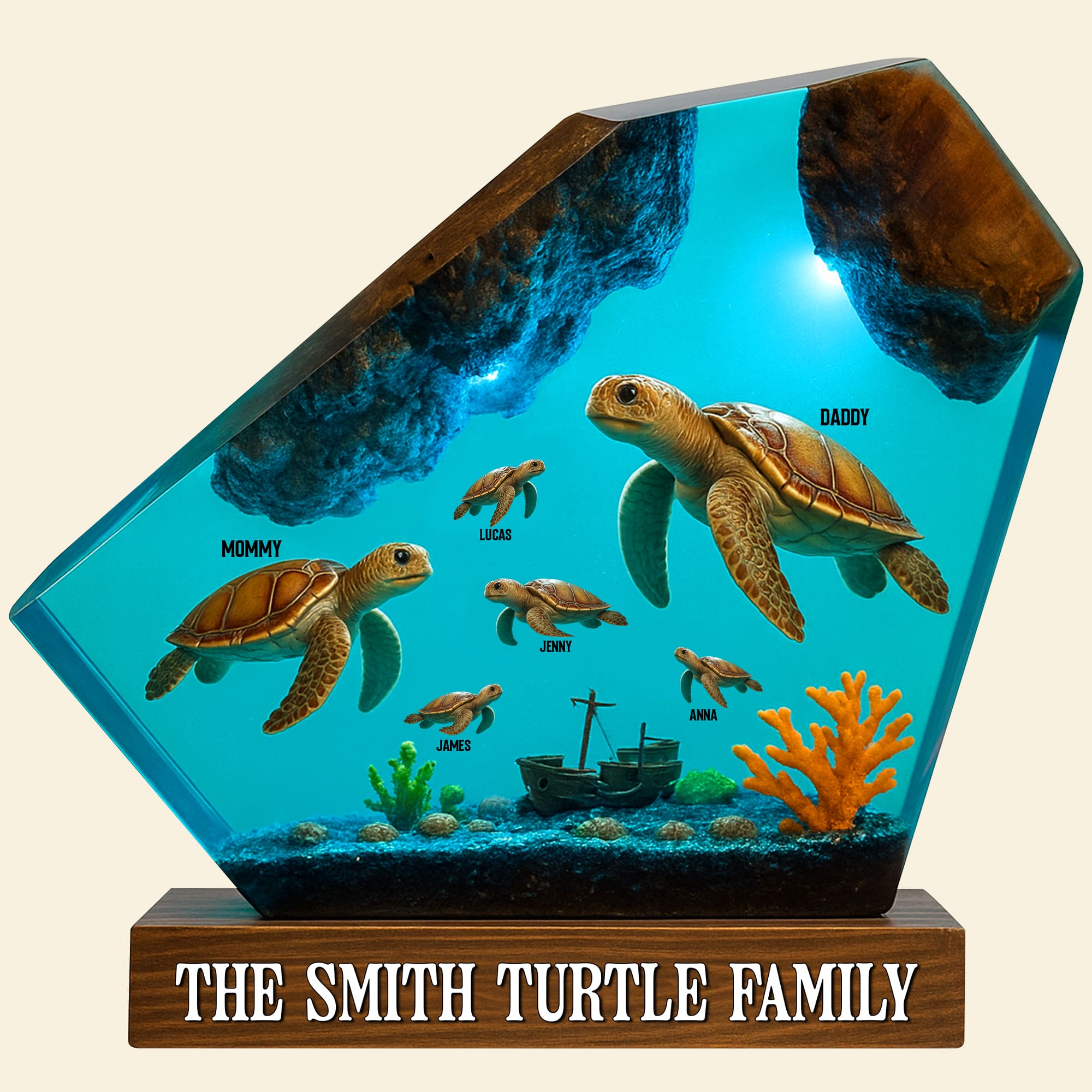 Turtle Family Plaque - Personalized Gifts For Family 04natn280525