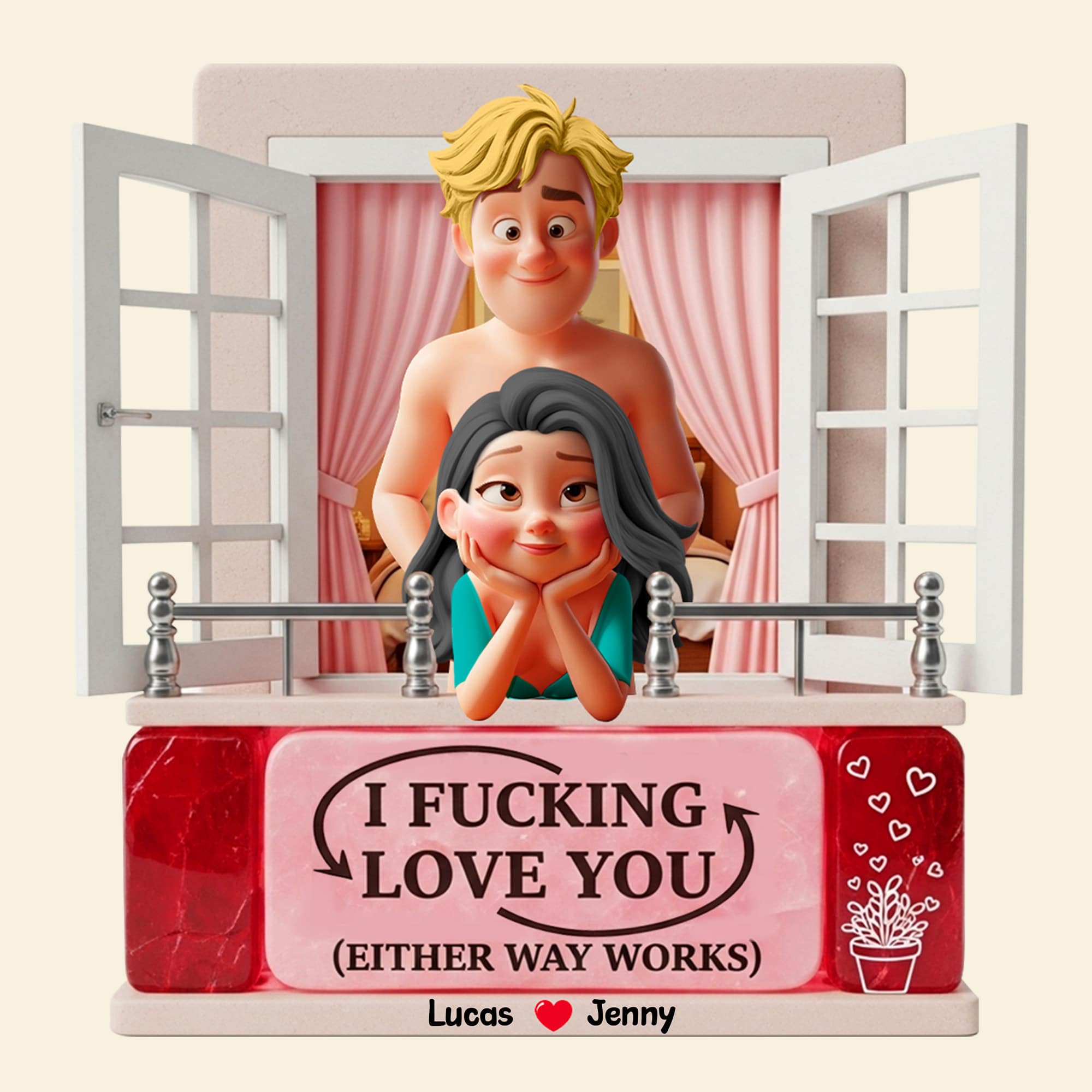 Personalized Gifts For Naughty Couple Acrylic Plaque, Cartoon Character 04tgtn180625