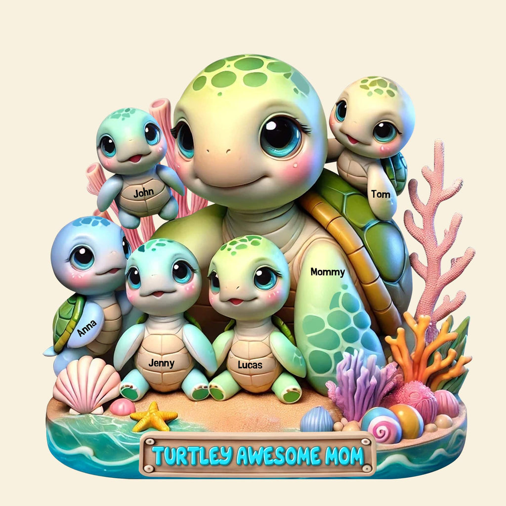 Turtle Mom Plaque - Personalized Gifts For Mom 05qhtn110425 Christmas Decor
