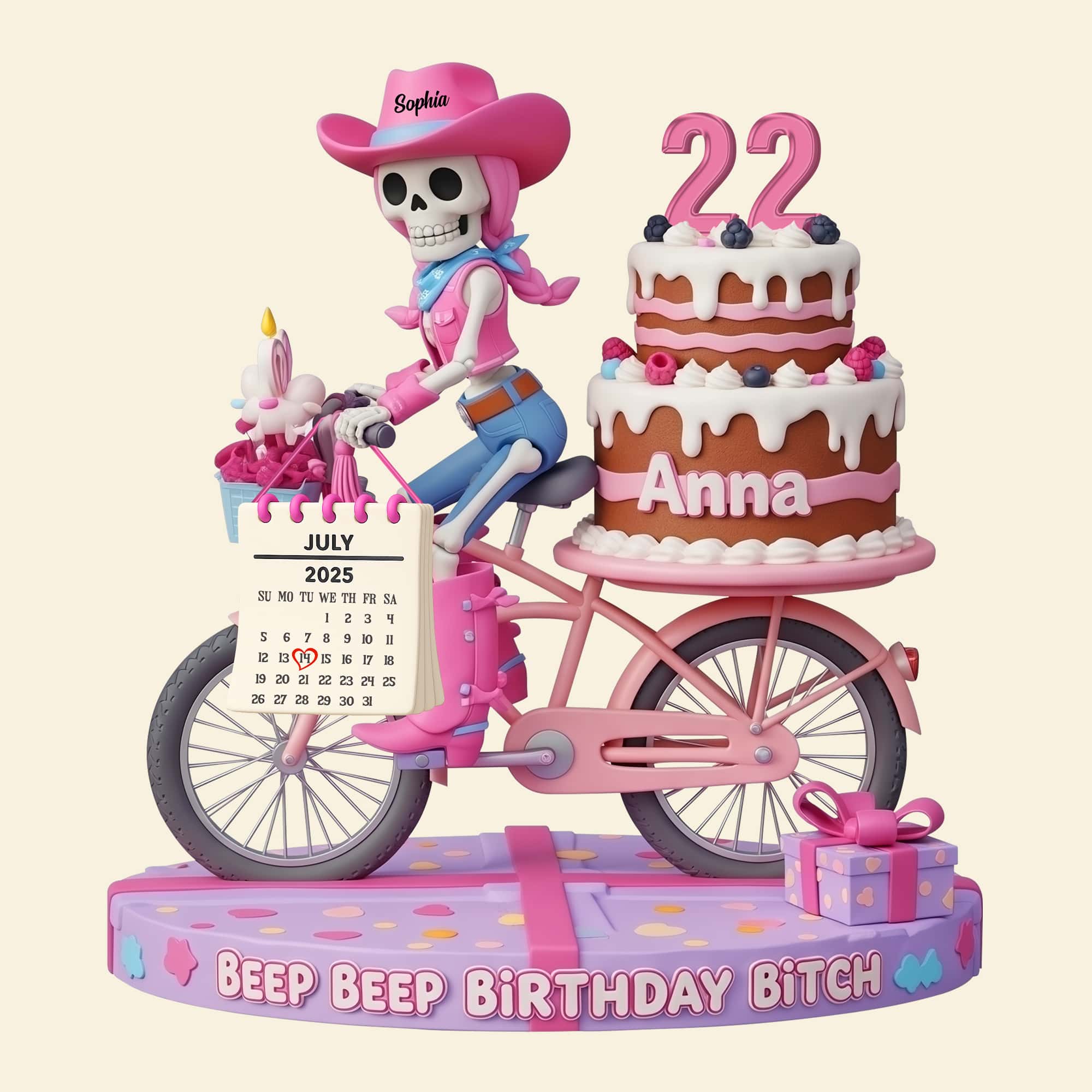 Personalized Birthday Gifts For Friend Acrylic Plaque, Funny Cowgirl Skull 04tgtn230625