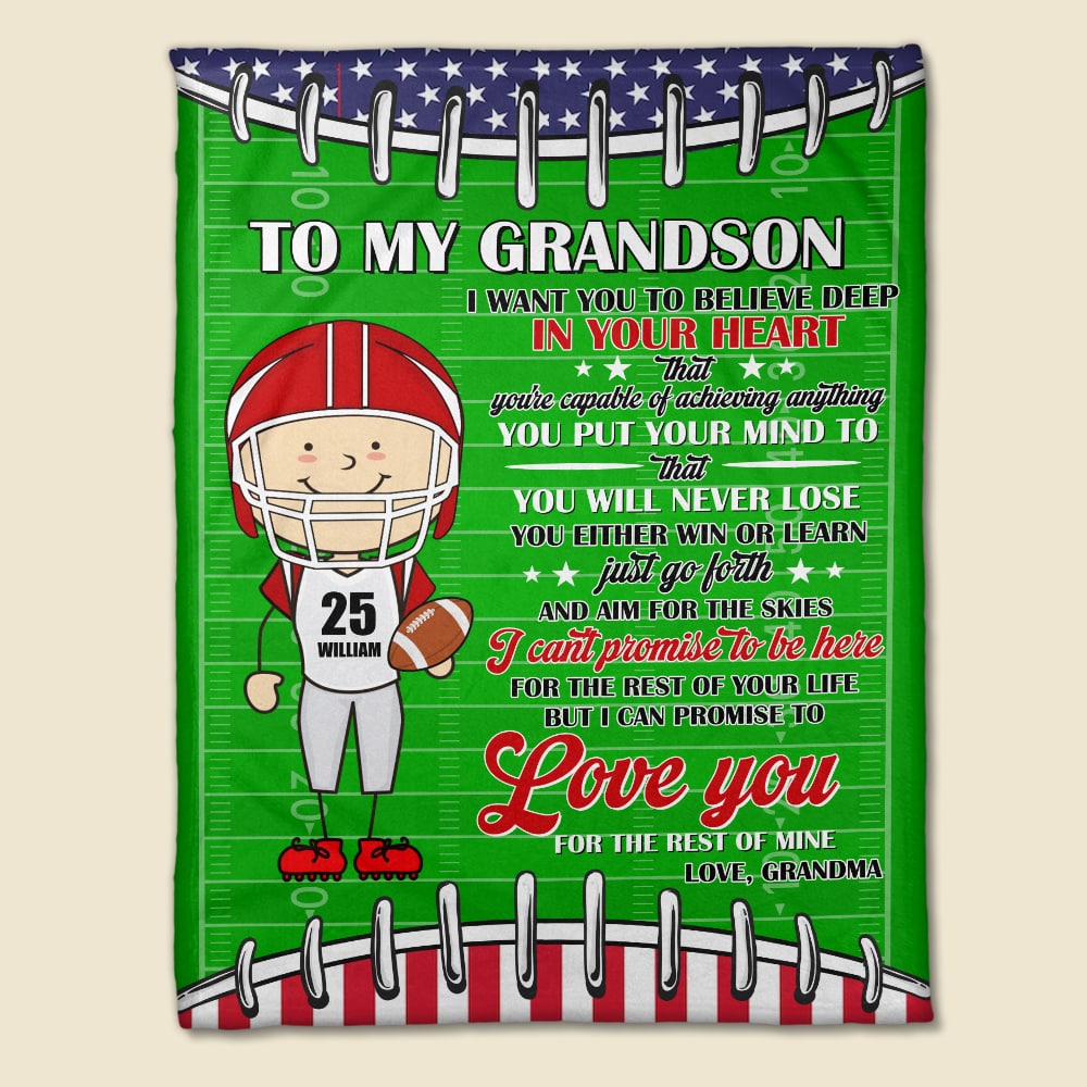 Personalized American Football Blanket, Gift For Child, Gift For Football Lover