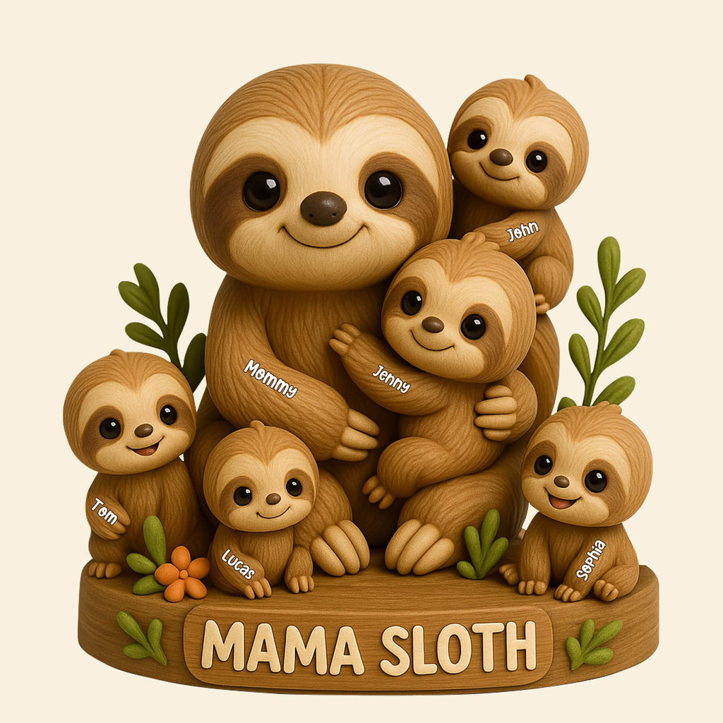 Personalized Christmas Gifts For Mom Plaque Mama Sloth 06natn150425