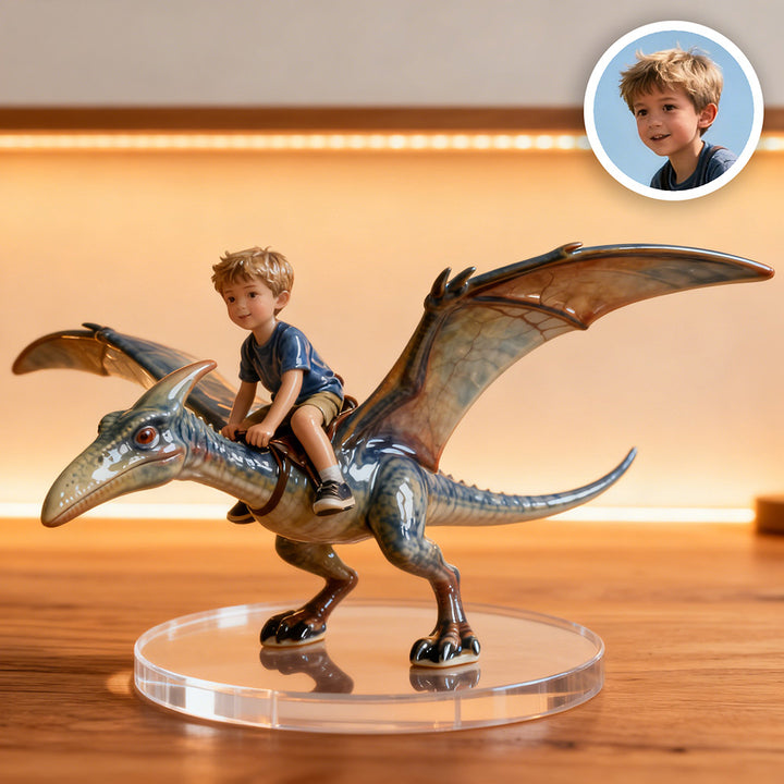 Personalized Dinosaur Rider Ceramic Style Portrait
