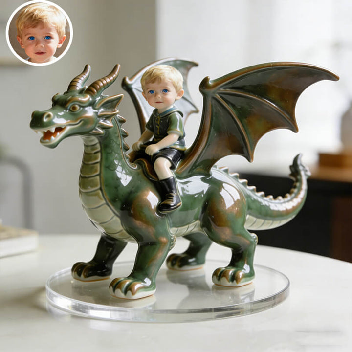 Personalized children's dragon-riding ceramic style desktop ornament