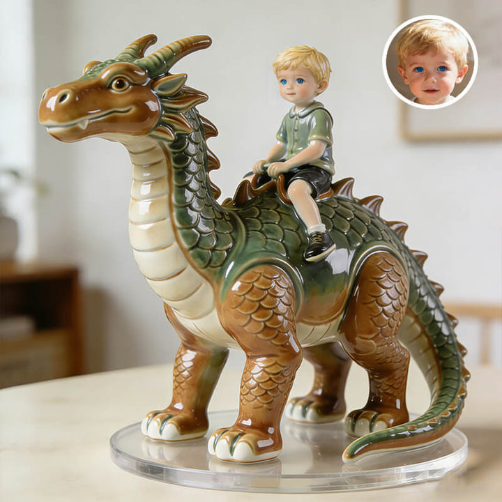 Personalized children's dragon-riding ceramic style desktop ornament