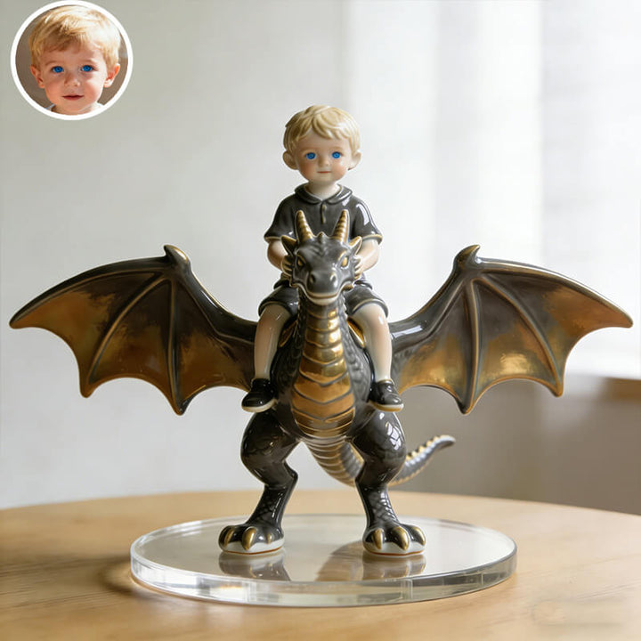 Personalized children's dragon-riding ceramic style desktop ornament