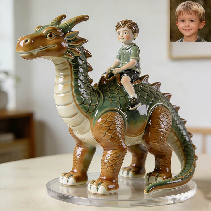 Personalized children's dragon-riding ceramic style desktop ornament