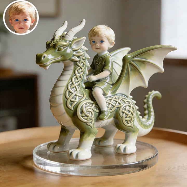 Personalized children's dragon-riding ceramic style desktop ornament