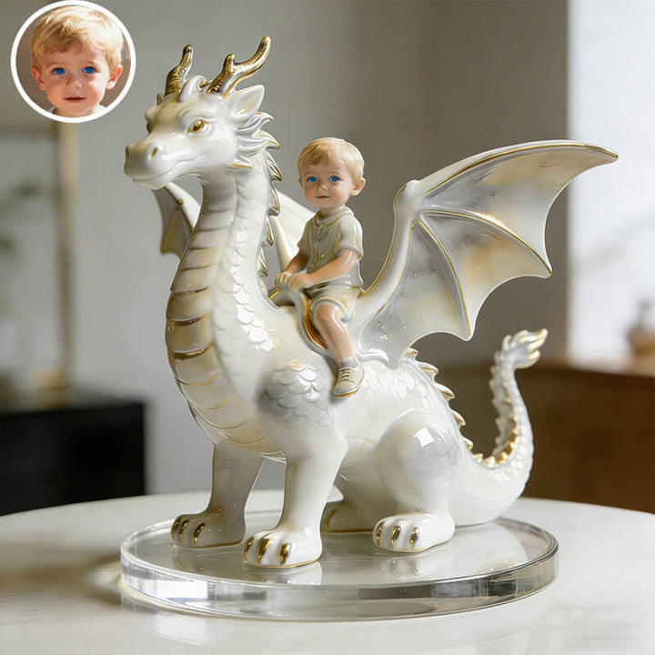 Personalized children's dragon-riding ceramic style desktop ornament