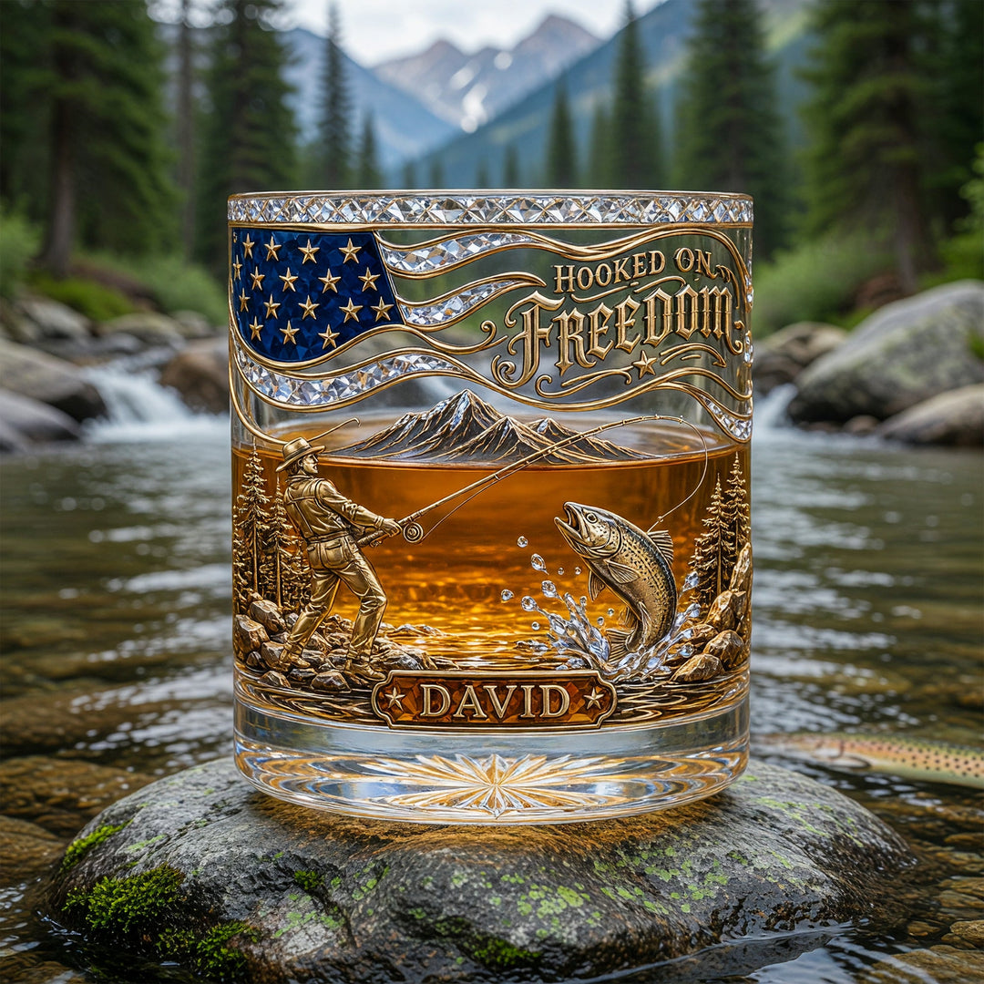 Hooked On Freedom Fishing Round Glass - Personalized Gifts For Fishing Lovers 05paqn290526