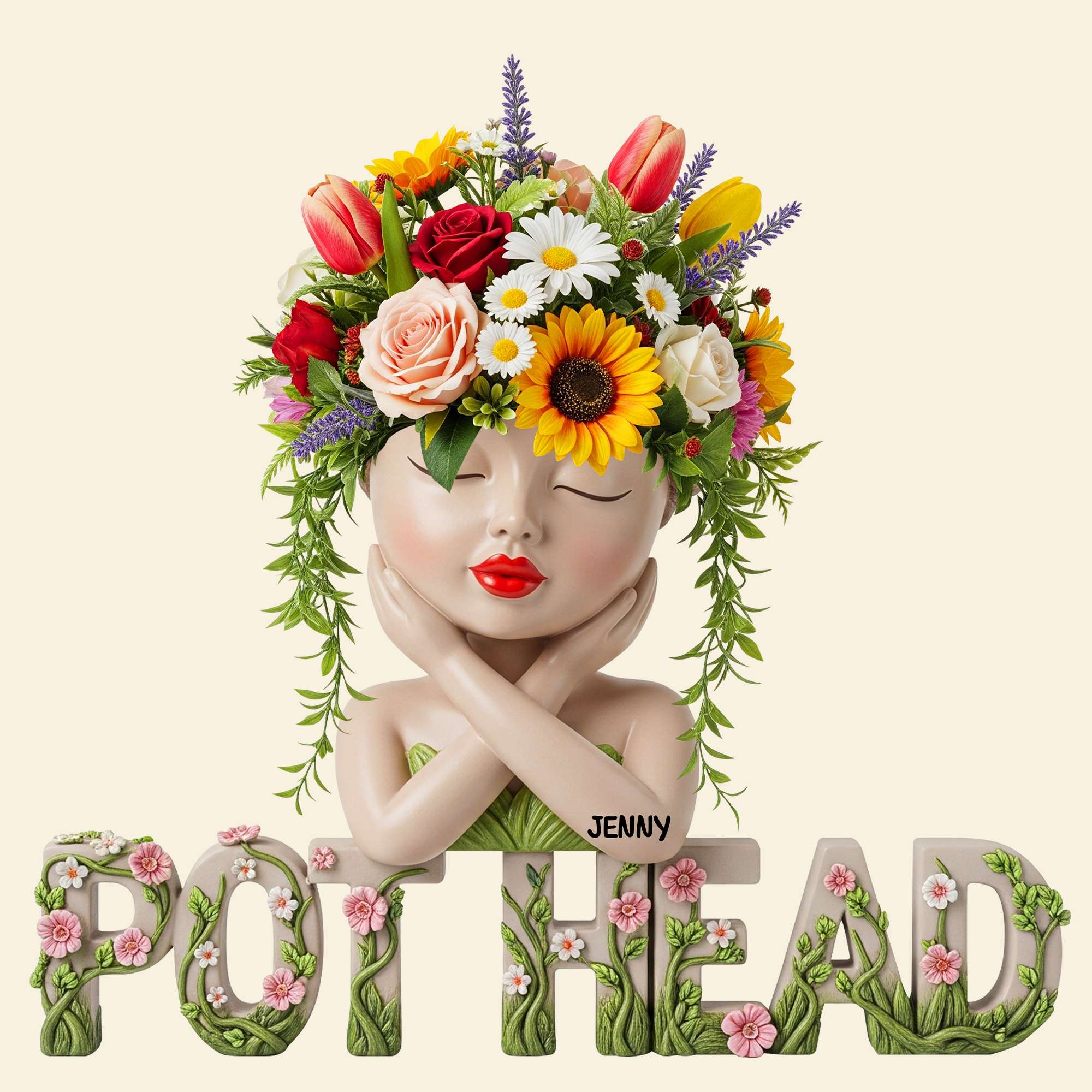 Pot Head Girl Acrylic Plaque - Personalized Gifts For Gardening Girl 03natn030625