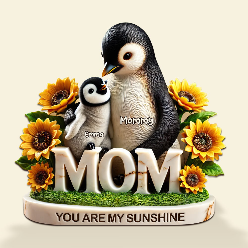 Penguin Mom Plaque - Personalized Gifts For Mom 01hupu210425