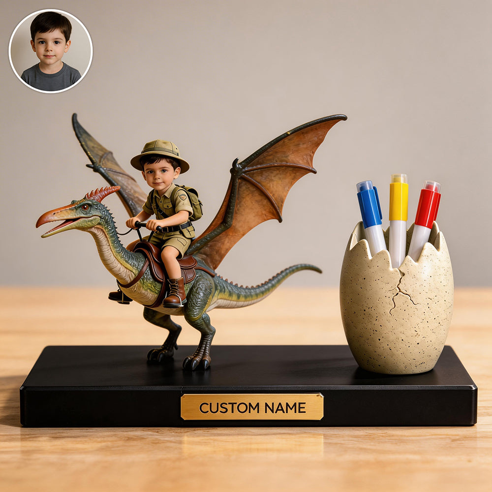 Personalized Dinosaur Rider Pen Holder Ornament