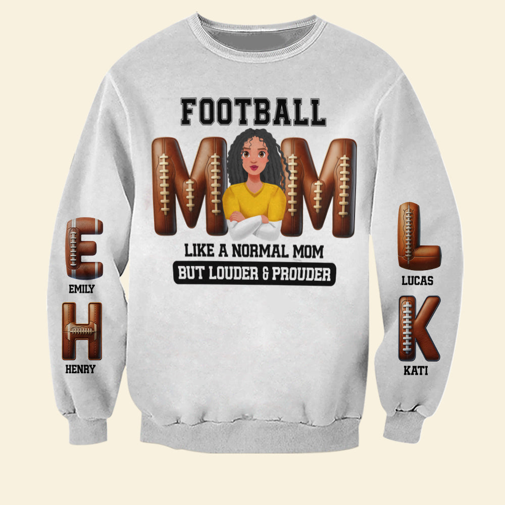 Personalized Gifts For American Football-loving Mom Shirt 04xqtn180225hg Football Mom - Like A Normal Mom But Louder And Prouder