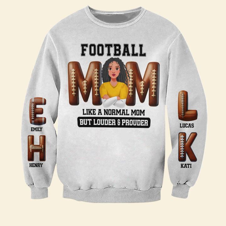 Personalized Gifts For American Football-loving Mom Shirt 04xqtn180225hg Football Mom - Like A Normal Mom But Louder And Prouder
