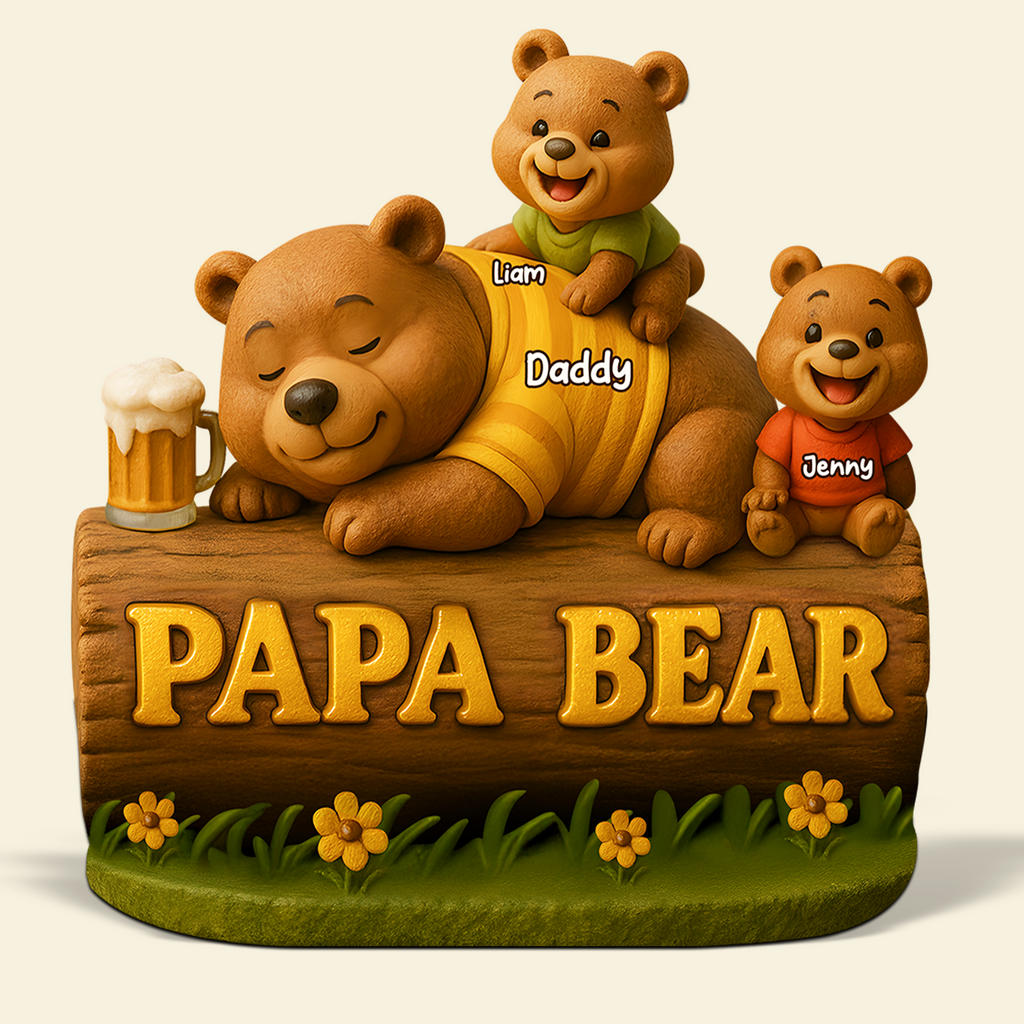Papa Bear Plaque - Personalized Gifts For Dad 03topu030525