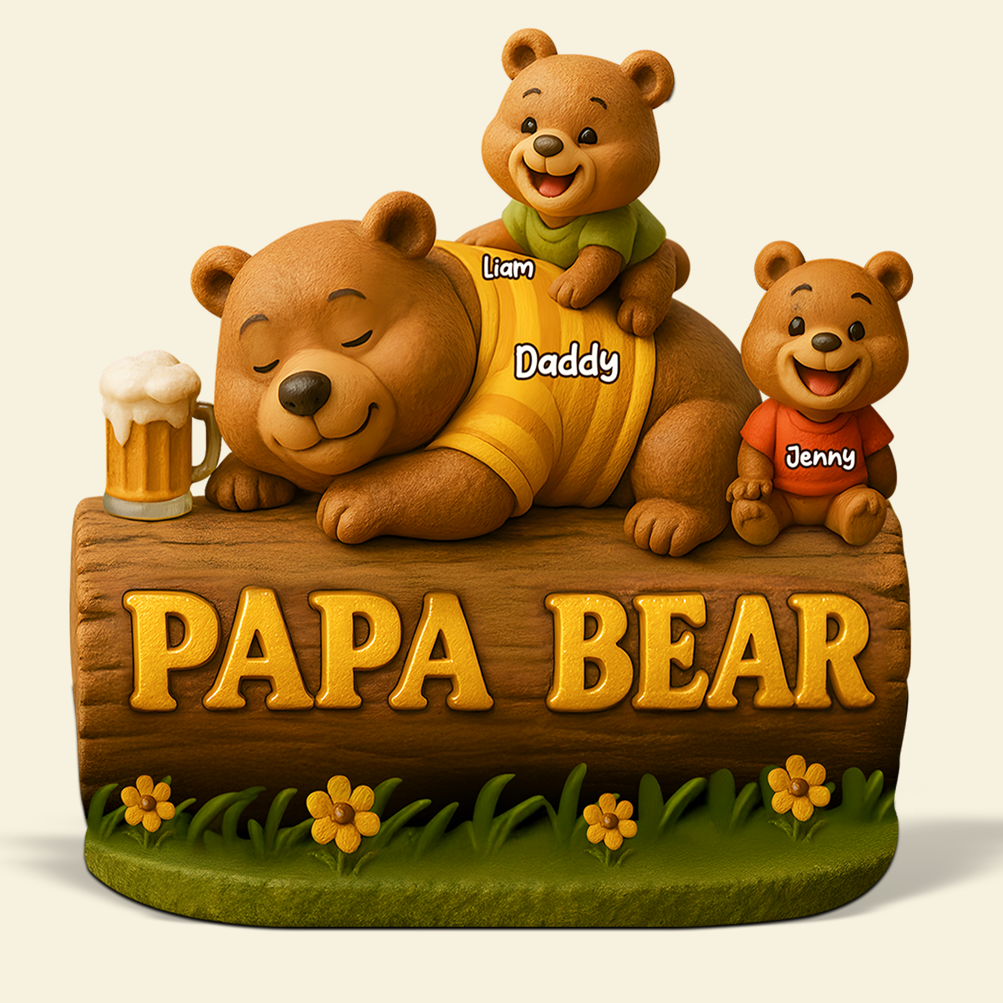 Papa Bear Plaque - Personalized Gifts For Dad 03topu030525