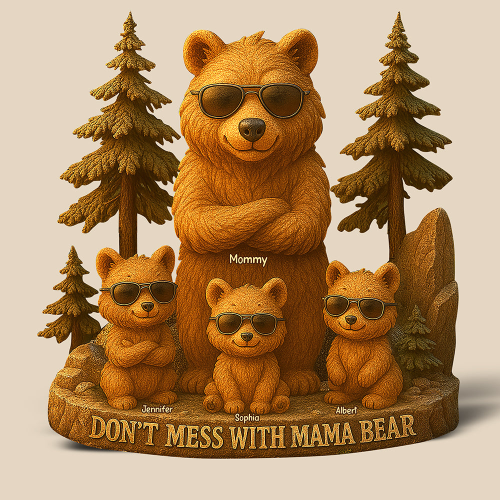 Bear Mom Plaque - Personalized Gifts For Mama Bear