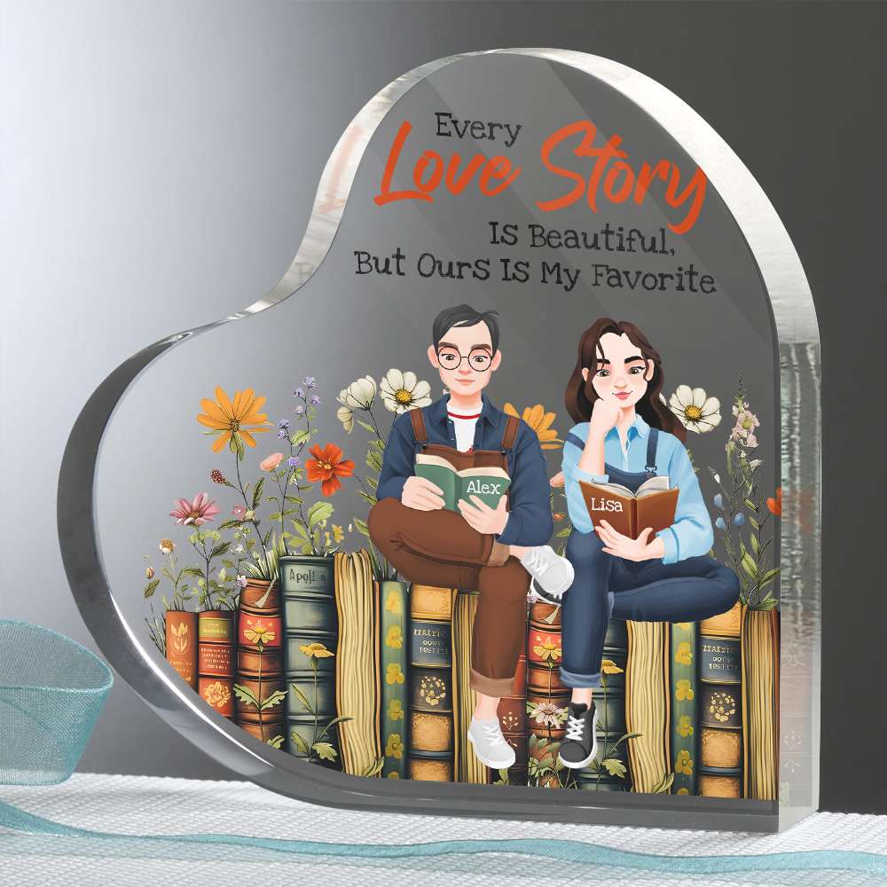 Personalized Gifts For Couple Heart Shaped Acrylic Plaque, Love Story Is Beautiful But Ours Is My Favorite 05TGMH051224PA
