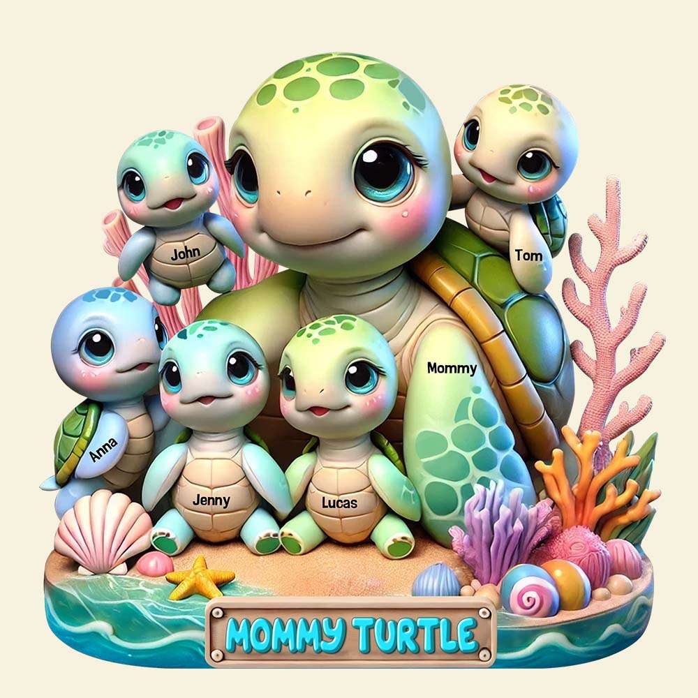 Turtle Mama Plaque - Personalized Christmas Gifts For Mom 03qhtn030425