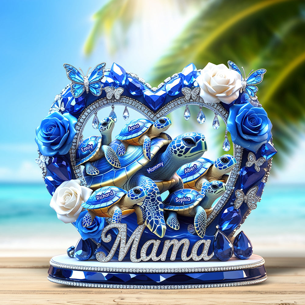 Sparkling Mama Turtle Plaque – Personalized Christmas Gifts For Mom 02XQQN240425