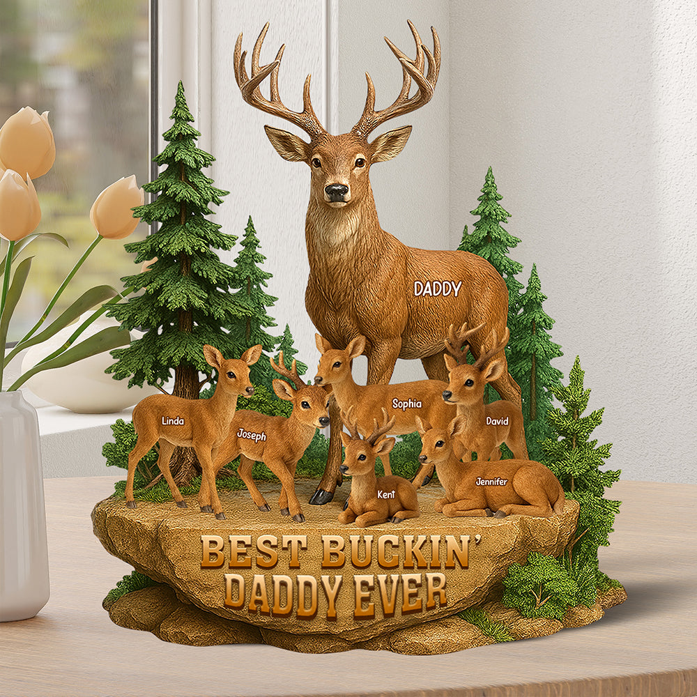 Festive Buck Family Plaque – Custom Christmas Gifts For Outdoor-Loving Dad 03naqn150425