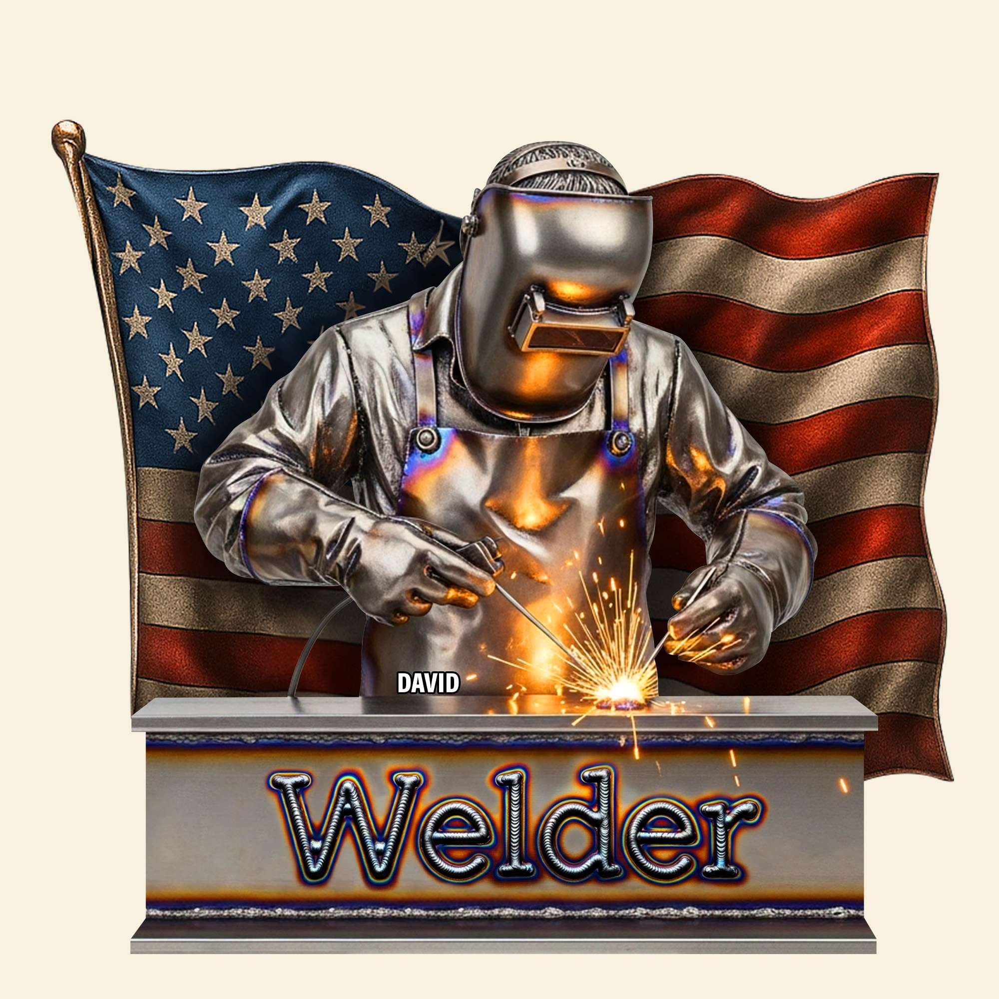 Proud American Welder Acrylic Plaque - Personalized Gifts For Welder 03QHTN100625