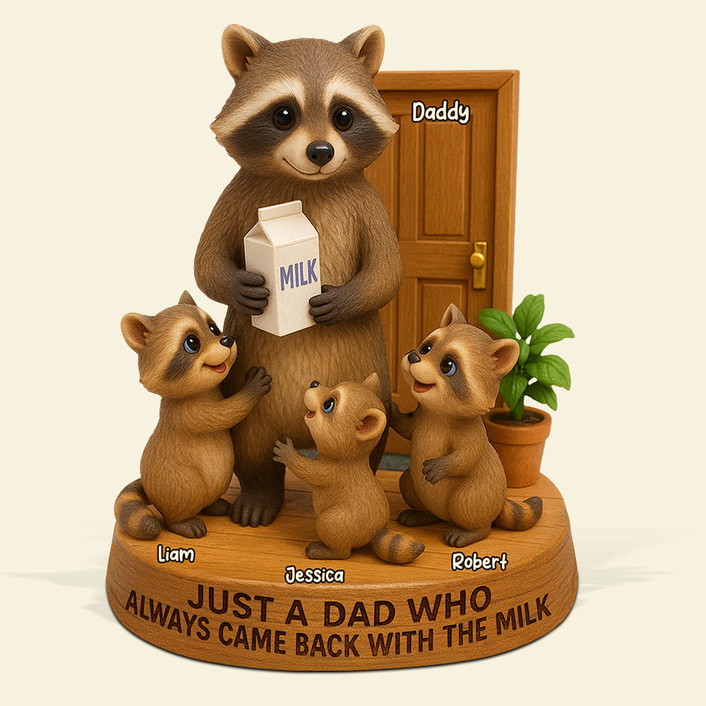 Raccoon Dad Plaque - Personalized Gifts For Dad 04napu130525